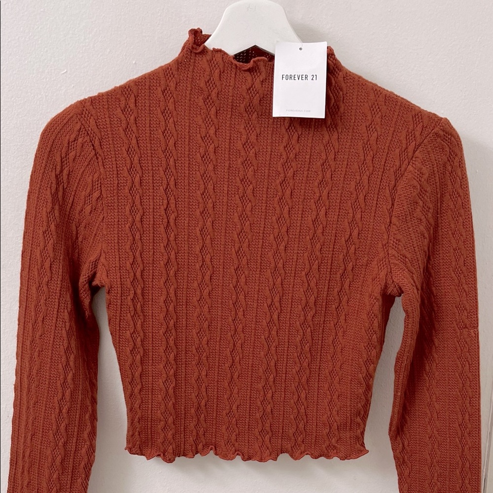 Forever 21 Cable Knit Mock Neck Crop Top. New!